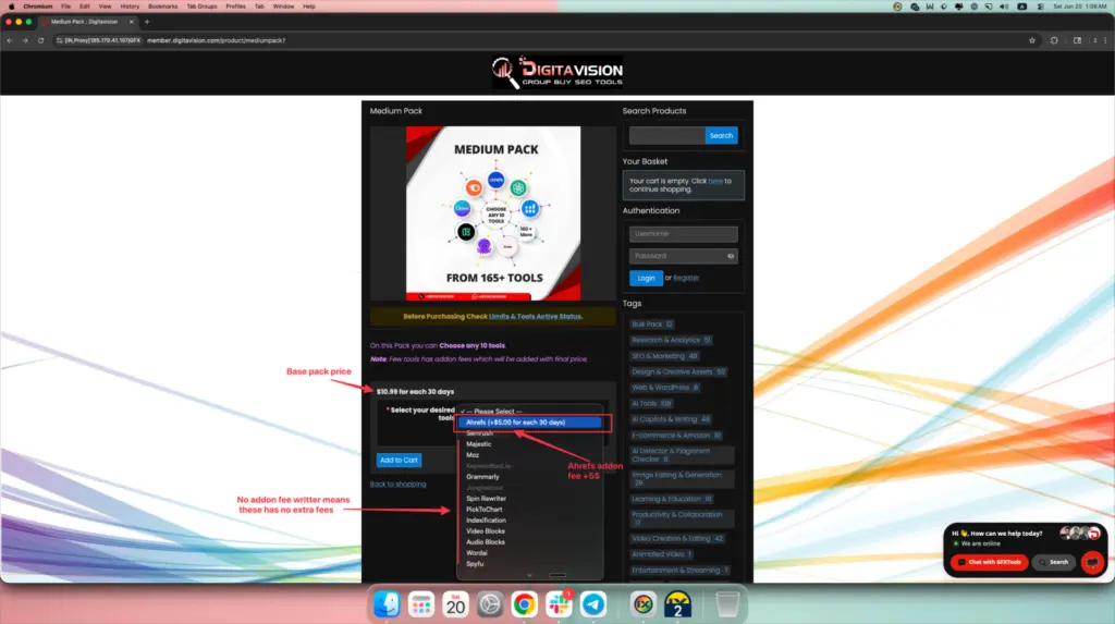 Tools without extra addon fees