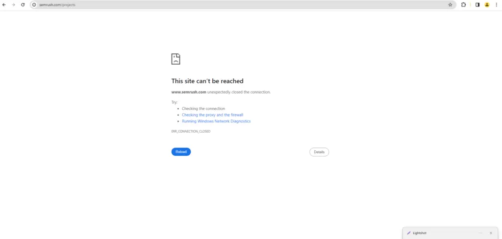 Semrush site not loading